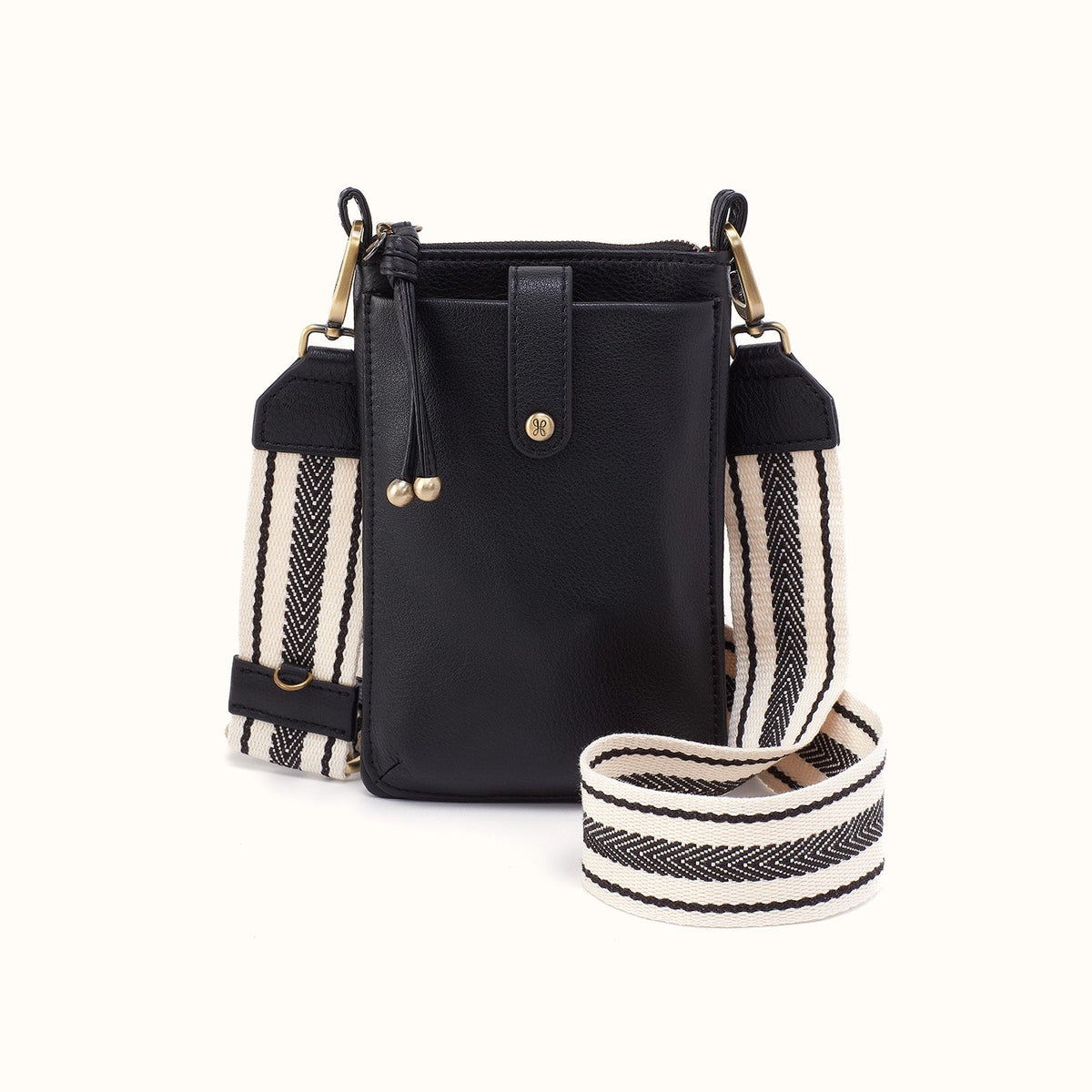 Cass Phone Crossbody In Pebbled Leather - Black