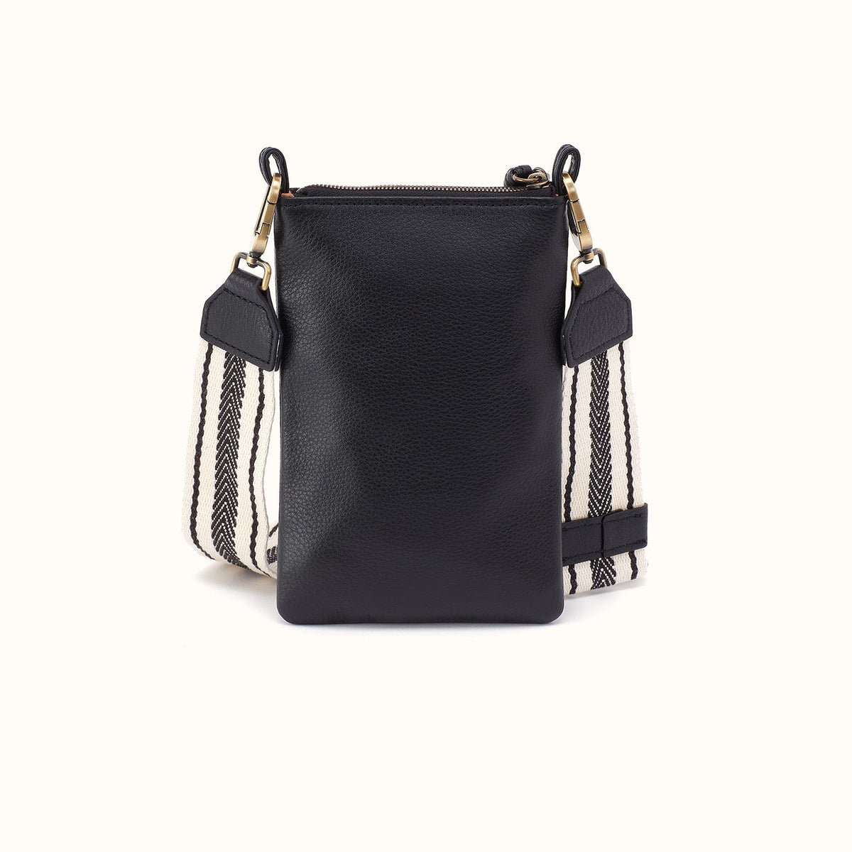 Cass Phone Crossbody In Pebbled Leather - Black