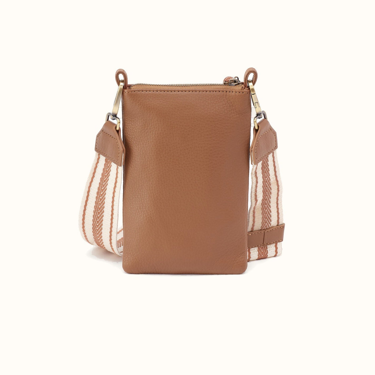 Cass Phone Crossbody In Pebbled Leather - Brown Sugar