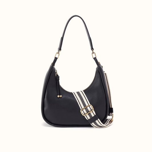 Cass Small Shoulder In Pebbled Leather - Black