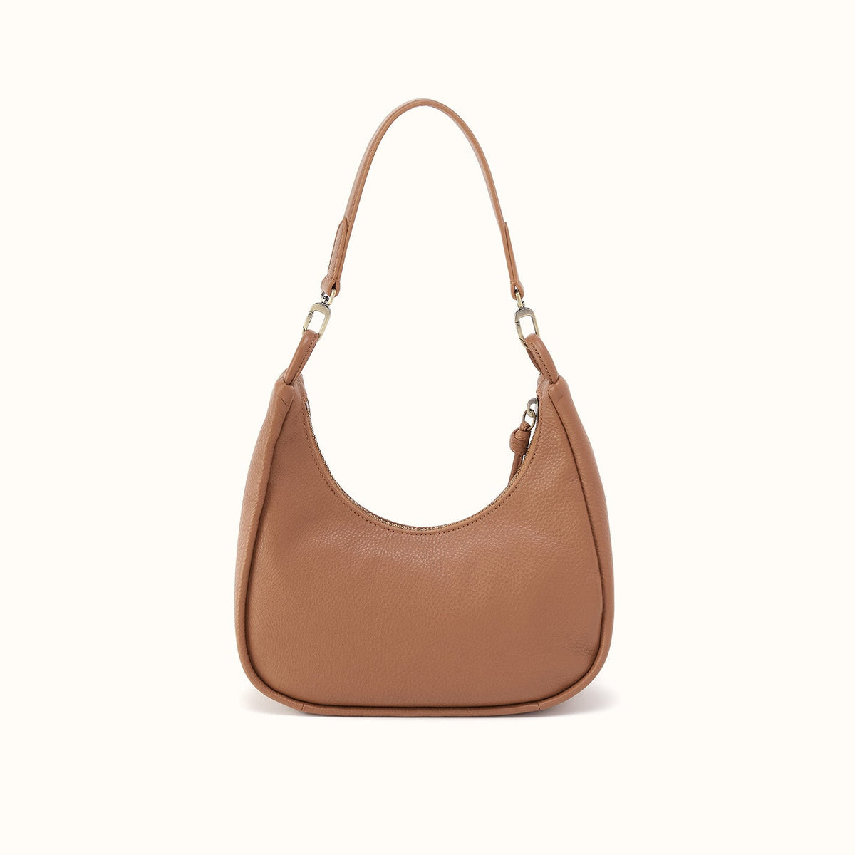 Cass Small Shoulder In Pebbled Leather - Brown Sugar