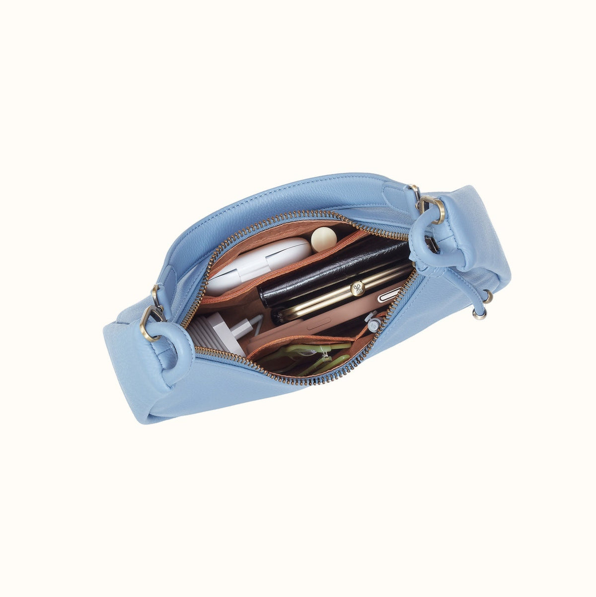 Cass Small Shoulder In Pebbled Leather - Seabreeze