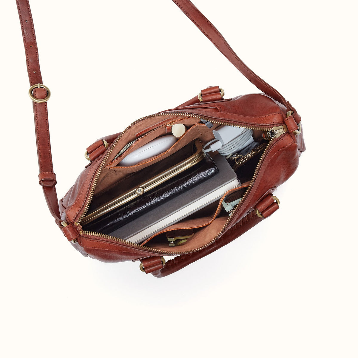 Expedition Satchel In Patina Leather - Pecan Ridge