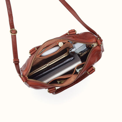 Expedition Satchel In Patina Leather - Pecan Ridge