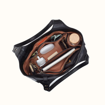 Atlas Tote In Patina Leather - Black