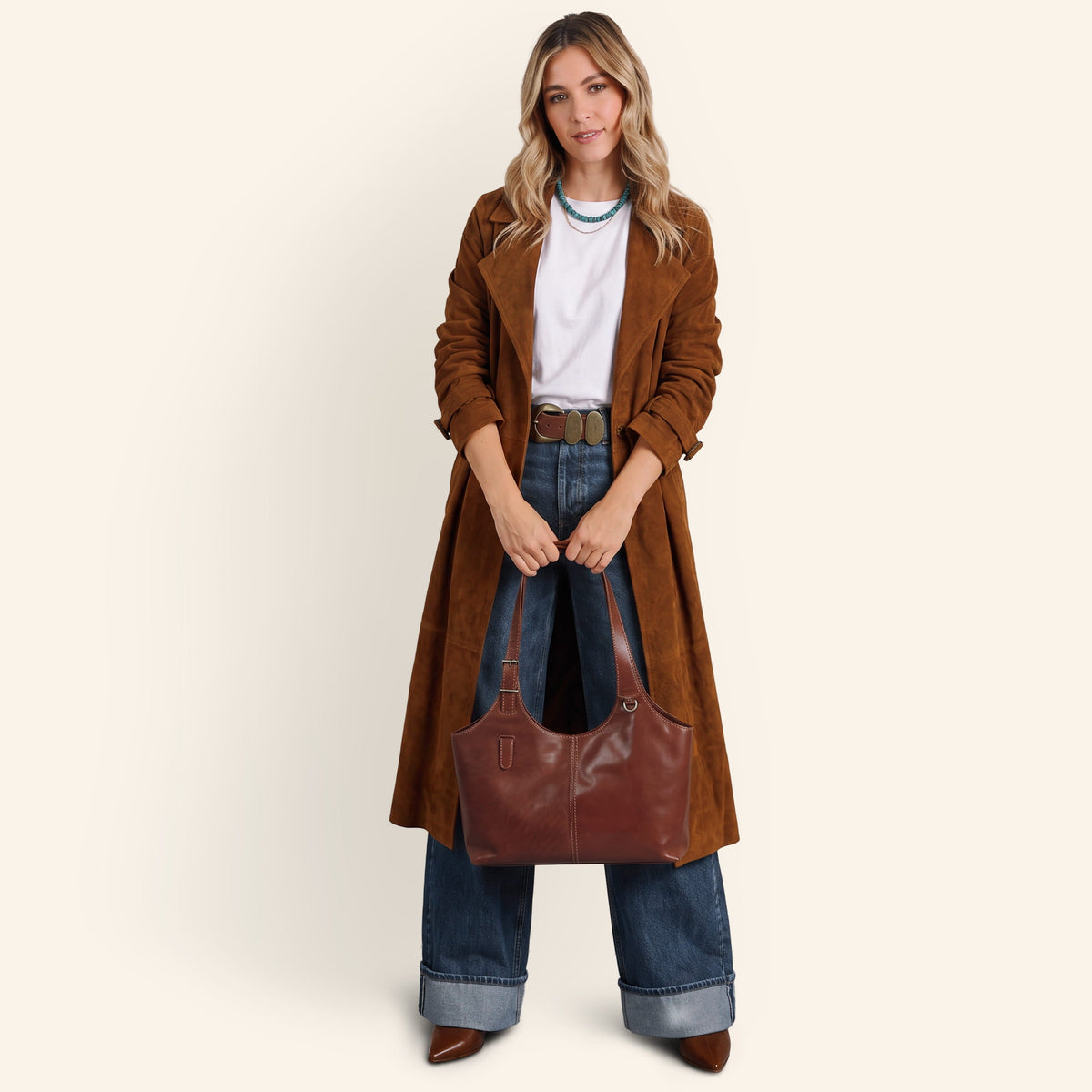 Atlas Tote In Patina Leather - Pecan Ridge