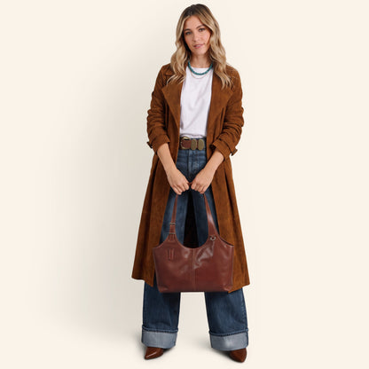 Atlas Tote In Patina Leather - Pecan Ridge