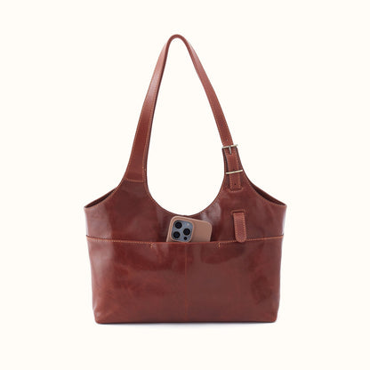 Atlas Tote In Patina Leather - Pecan Ridge