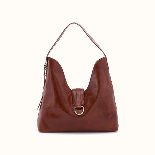 Atlas Hobo Bag In Patina Leather - Pecan Ridge
