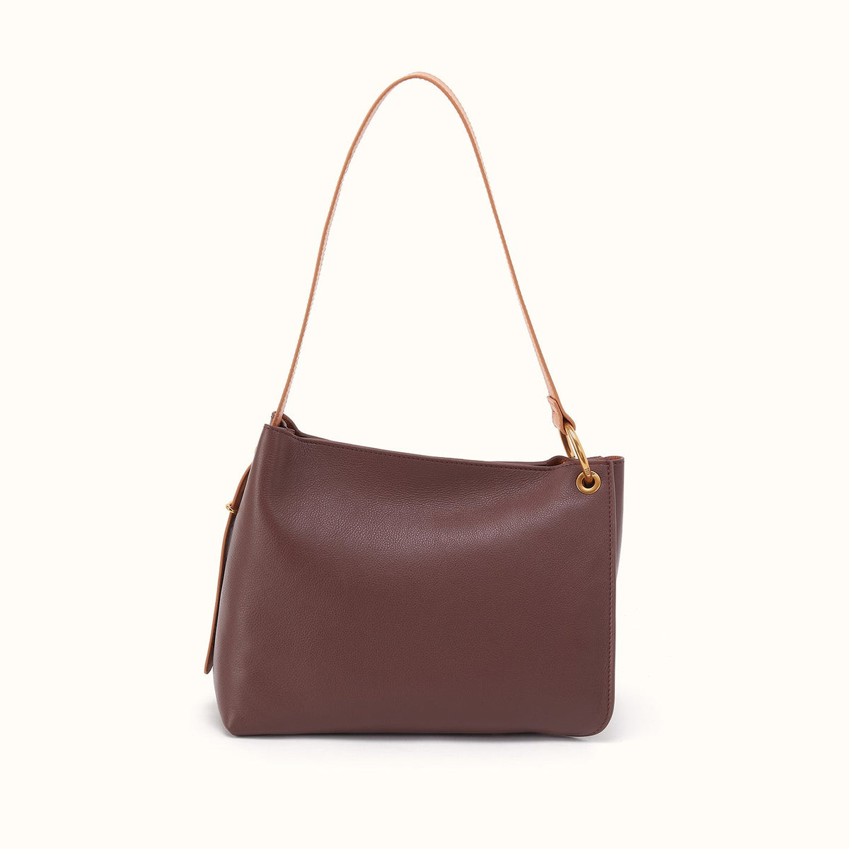 Rayna Shoulder Bag In Double-Faced Leather - Dark Earth