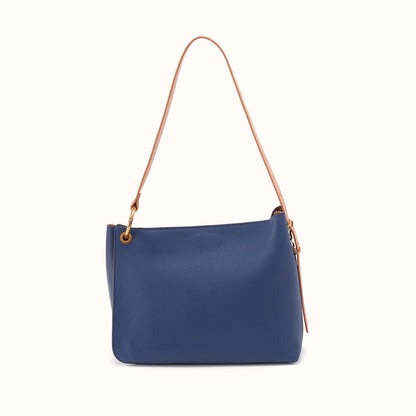 Rayna Shoulder Bag In Double-Faced Leather - Navy Horizon
