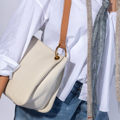 Rayna Shoulder Bag in Double-Faced Leather - Soft White