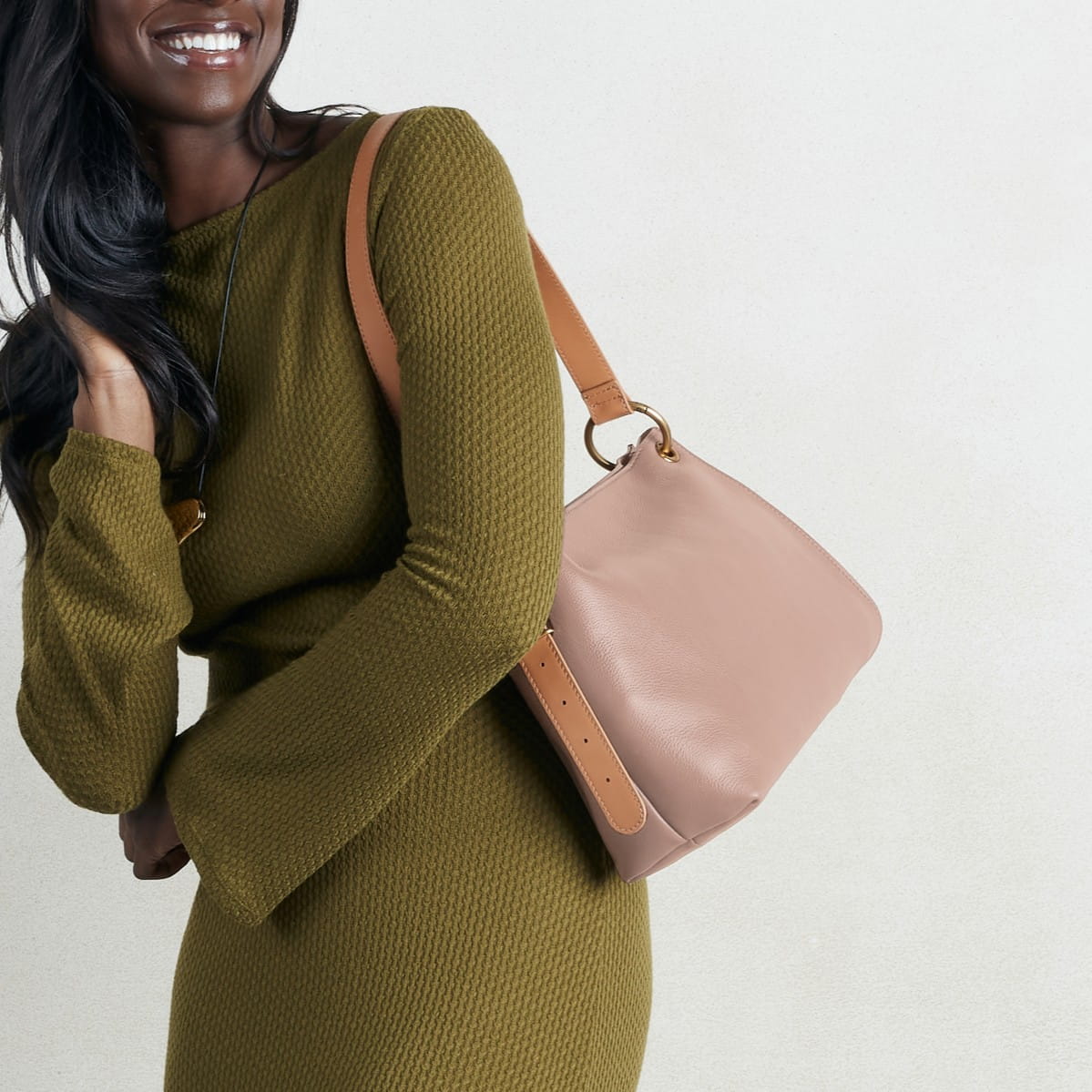 Rayna Shoulder Bag In Double-Faced Leather - Warm Adobe