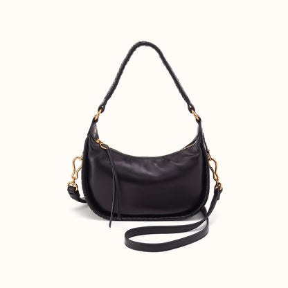 Mia Crescent Small Hobo In Smooth Leather - Black