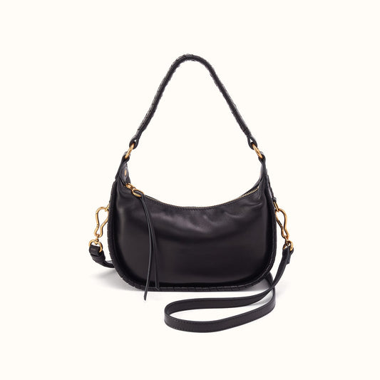 Mia Crescent Small Hobo In Smooth Leather - Black