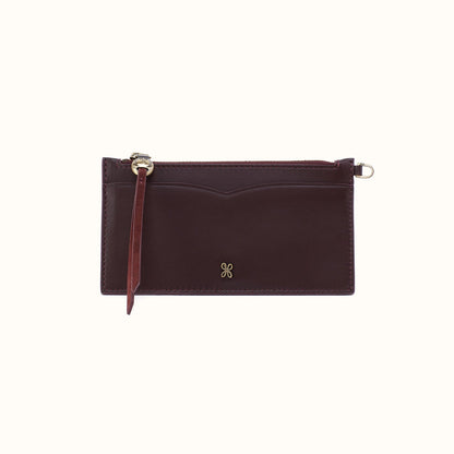 Carte Card Travel Case In Suede Leather - Dark Cherry