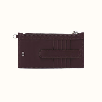 Carte Card Travel Case In Suede Leather - Dark Cherry