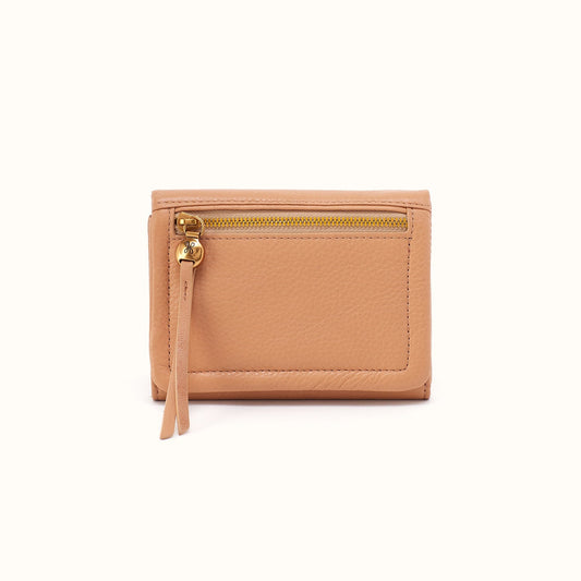 Lumen Medium Bifold Compact Wallet in Pebbled Leather - Sandstorm