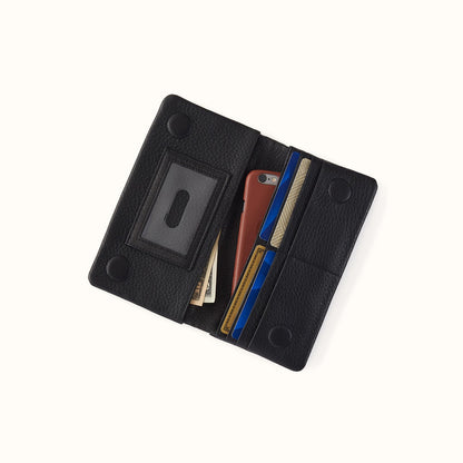 Lumen Continental Wallet In Pebbled Leather - Black
