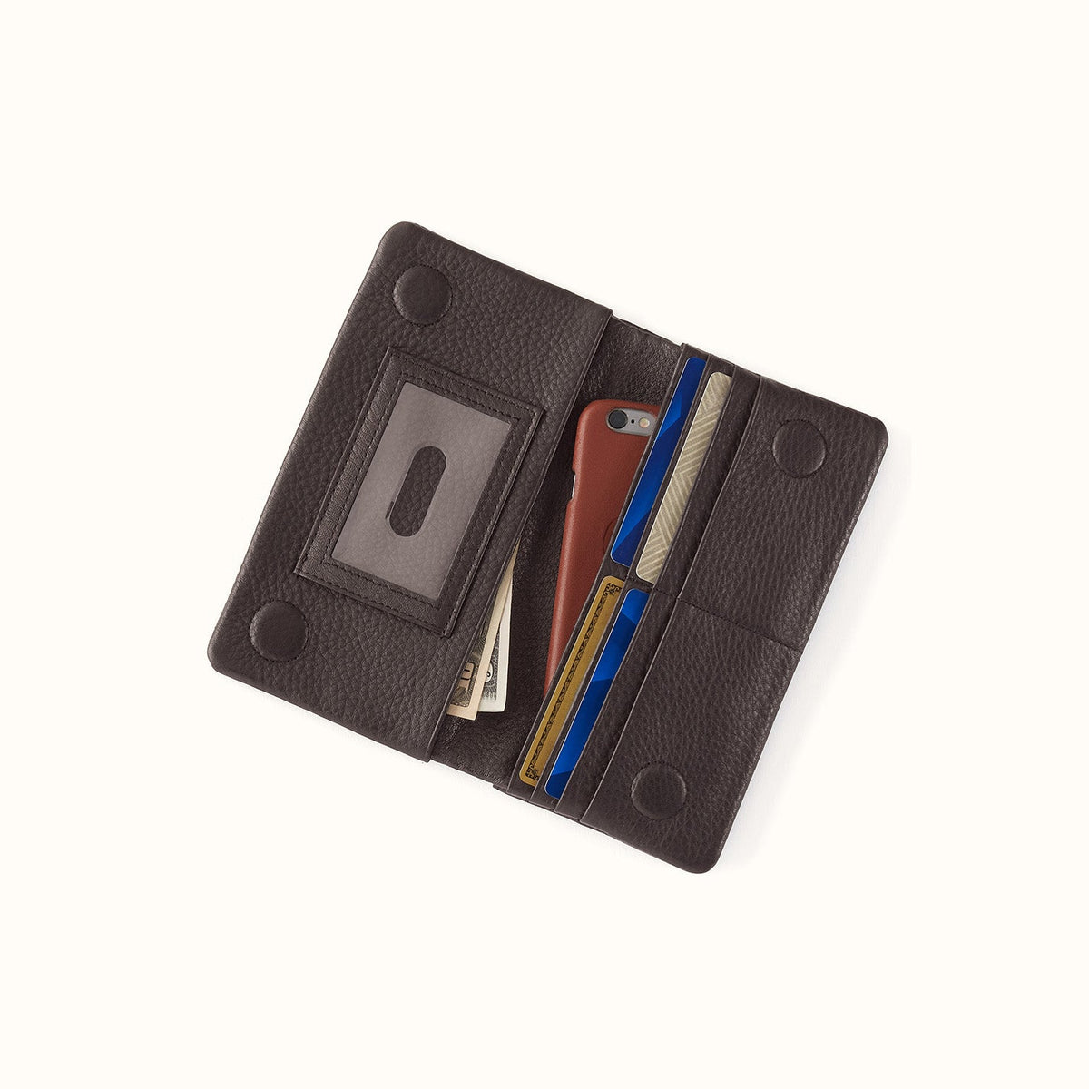 Lumen Continental Wallet In Pebbled Leather - Hearthstone