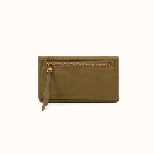 Lumen Continental Wallet In Pebbled Leather - Sunlit Sage