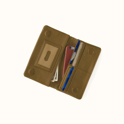 Lumen Continental Wallet In Pebbled Leather - Sunlit Sage