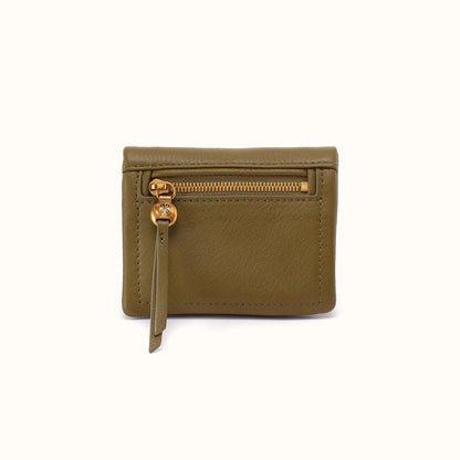 Lumen Mini Wallet In Pebbled Leather - Sunlit Sage