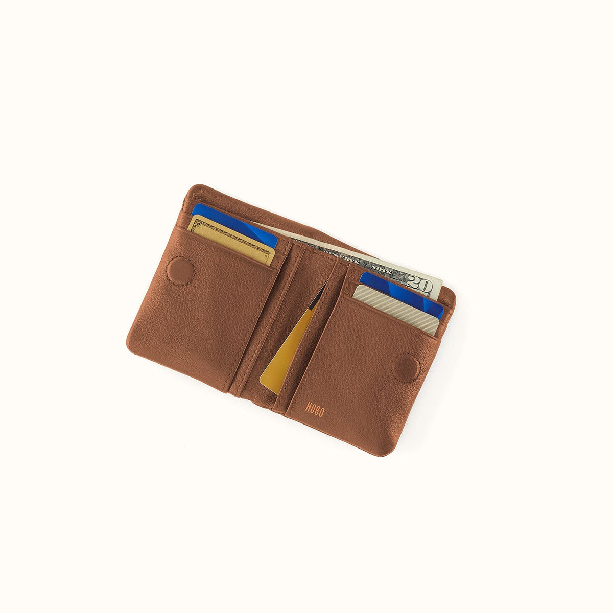 Lumen Mini Wallet In Pebbled Leather - Timber Brown