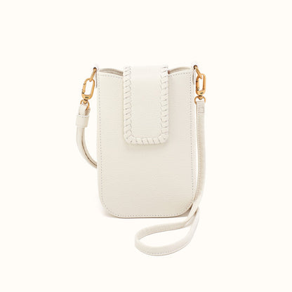 Expedition Phone Crossbody in Pebbled Leather - Coastal Cloud