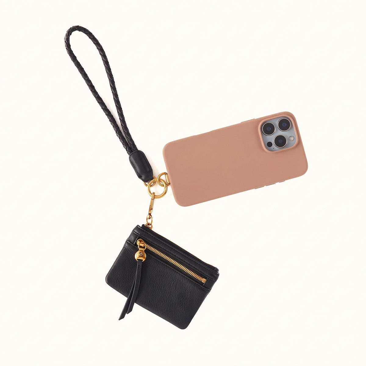 Lasso Phone Wristlet In Pebbled Leather - Black