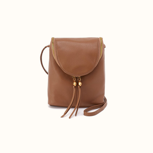 Fern Crossbody in Pebbled Leather - Timber Brown