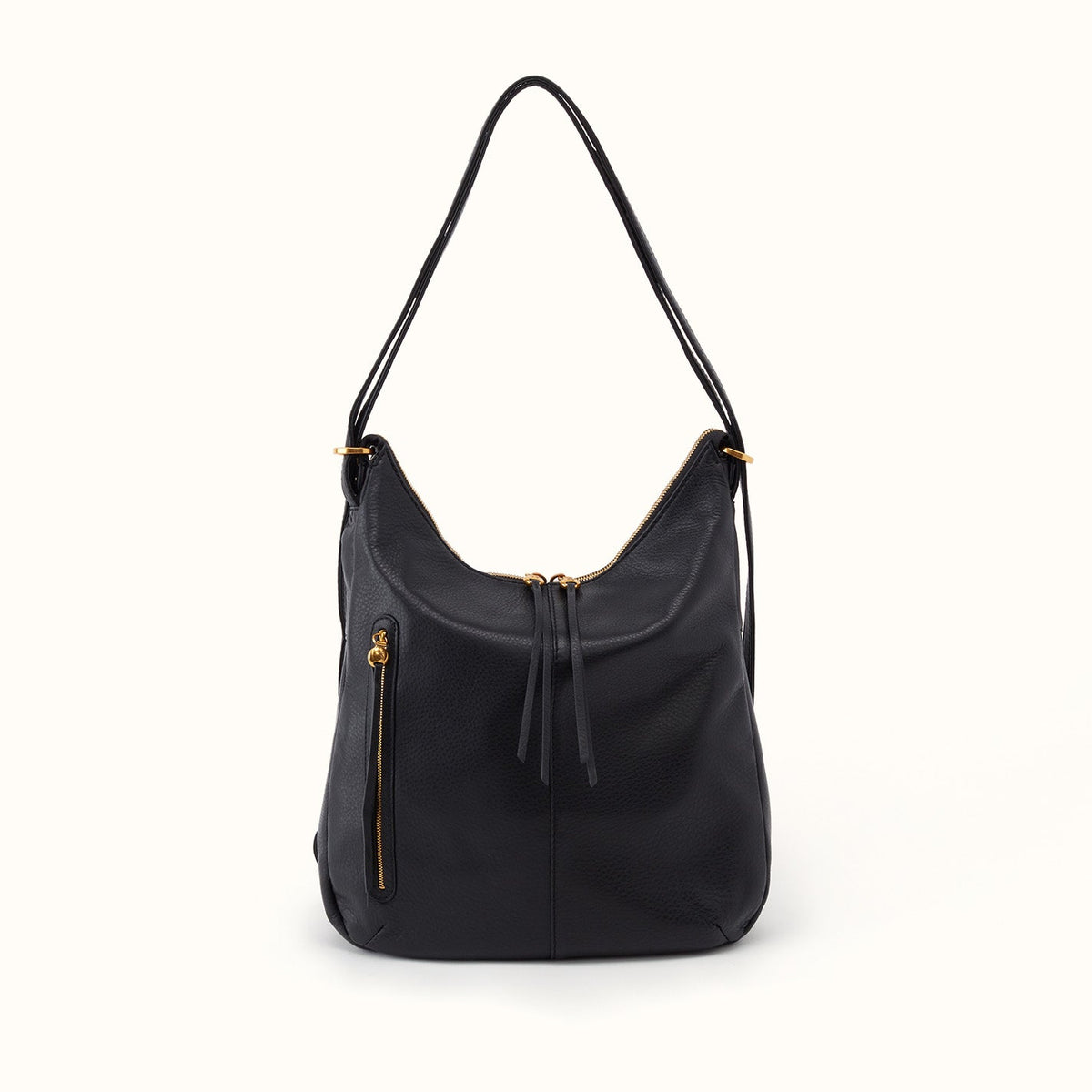 Merrin Convertible Backpack In Pebbled Leather - Black