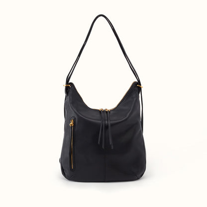 Merrin Convertible Backpack In Pebbled Leather - Black