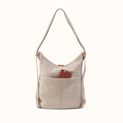 Merrin Convertible Backpack in Pebbled Leather - Taupe
