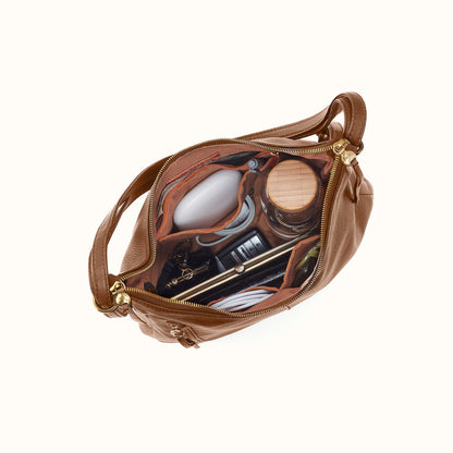 Merrin Convertible Backpack In Pebbled Leather - Timber Brown