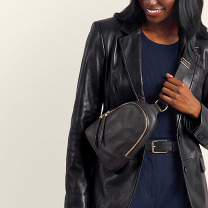 Fern Sling In Pebbled Leather - Black