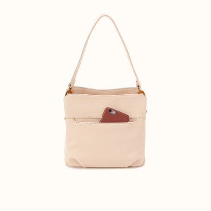 Starr Convertible Shoulder Bag In Pebbled Leather - Stonewash