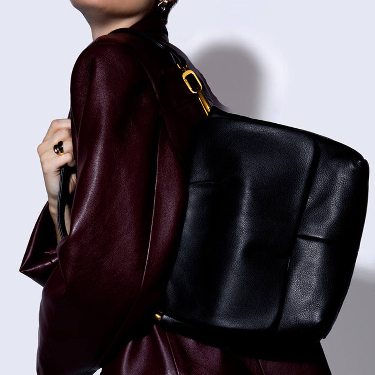 Harley Convertible Shoulder In Pebbled Leather - Black