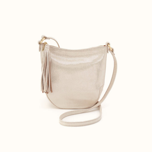 Lexi Crossbody in Metallic Leather - Sand Shimmer