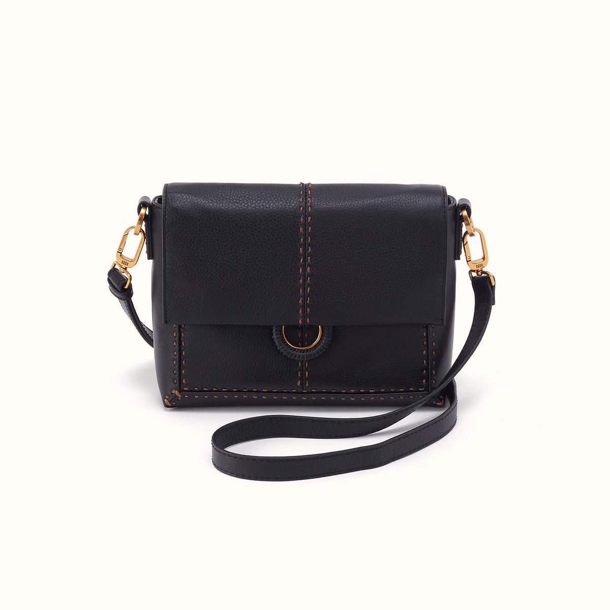 Austin Flap Crossbody In Pebbled Leather - Black