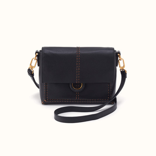 Austin Flap Crossbody In Pebbled Leather - Black