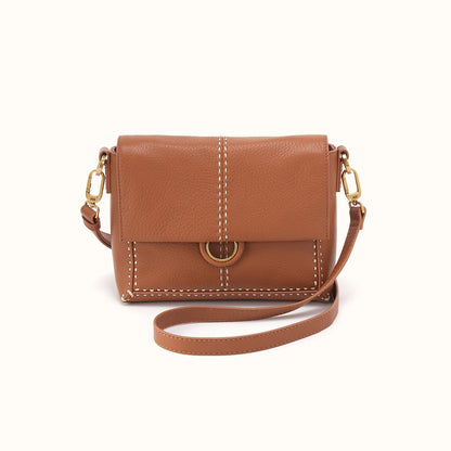 Austin Flap Crossbody in Pebbled Leather - Warm Honey