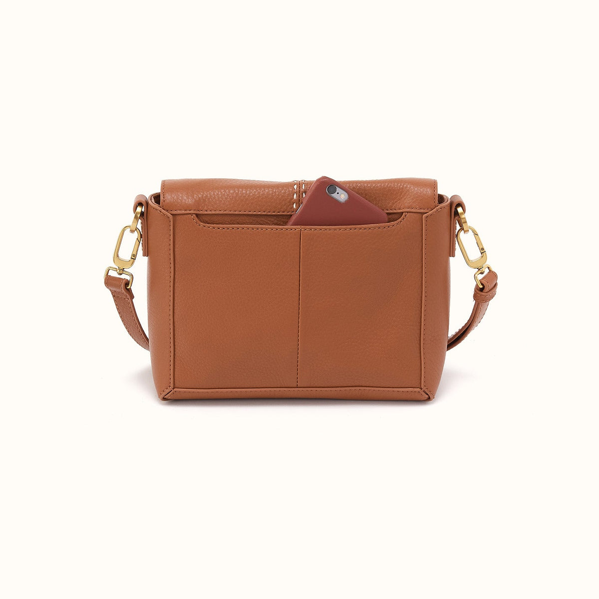 Austin Flap Crossbody in Pebbled Leather - Warm Honey