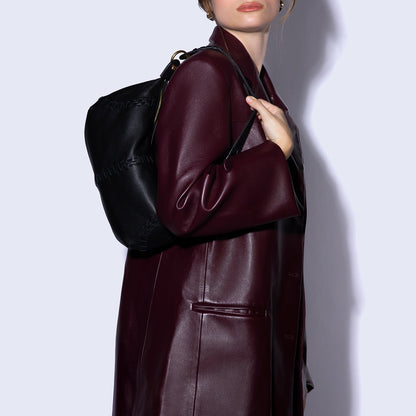 Opal Mini Shoulder In Pebbled Leather - Black