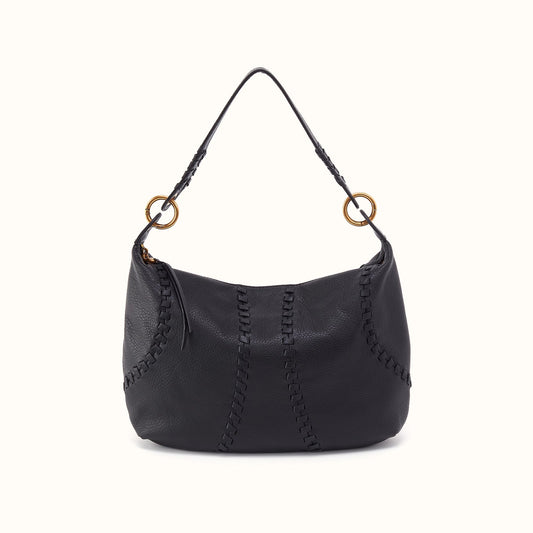 Opal Shoulder In Pebbled Leather - Black