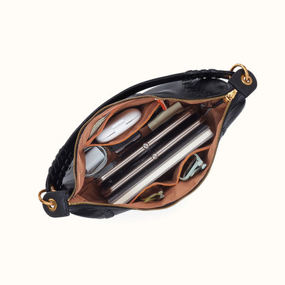 Opal Shoulder In Pebbled Leather - Black
