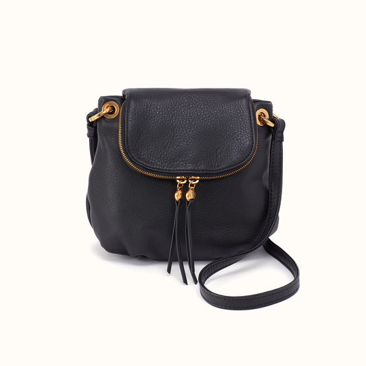 Fern Zip-Flap Crossbody In Pebbled Leather - Black