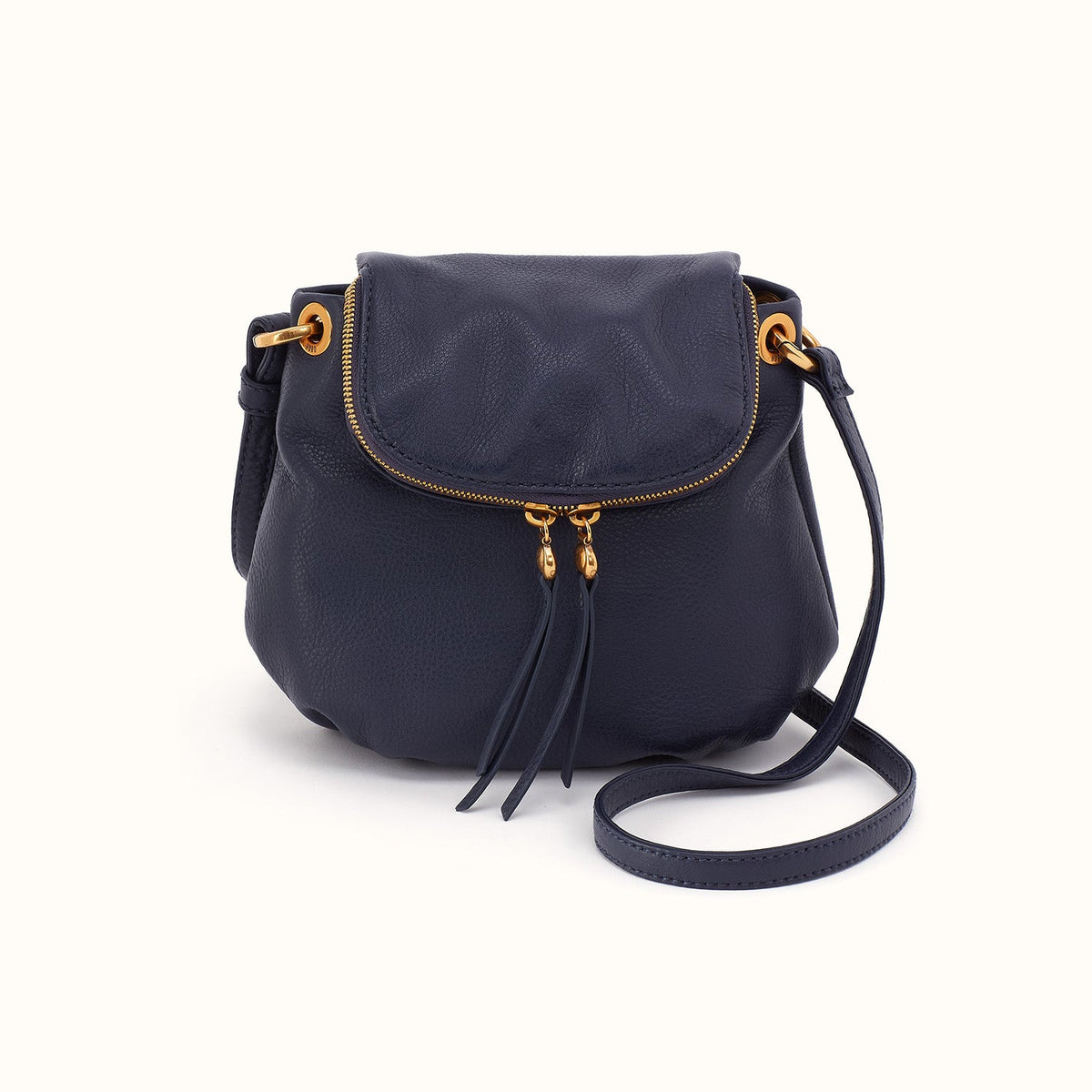 Fern Zip-Flap Crossbody In Pebbled Leather - Ink Navy