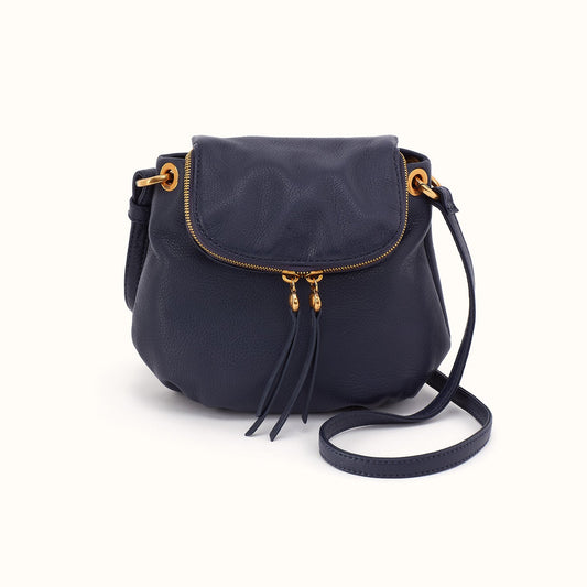 Fern Zip-Flap Crossbody In Pebbled Leather - Ink Navy