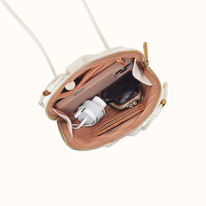 Isabelle Crossbody in Pebbled Leather - Coastal Cloud